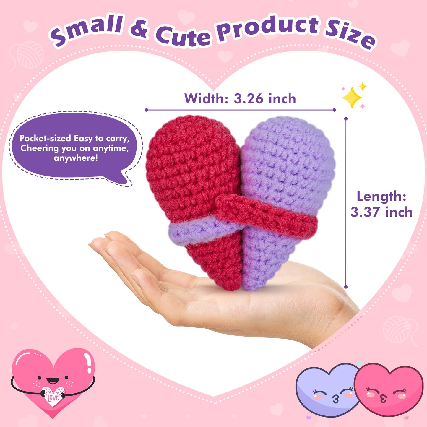 Funny Crochet Heart Sister Christmas Birthday Gifts,Soul Sister Gifts for Women from Sisters Brother,Long Distance Valentines Da