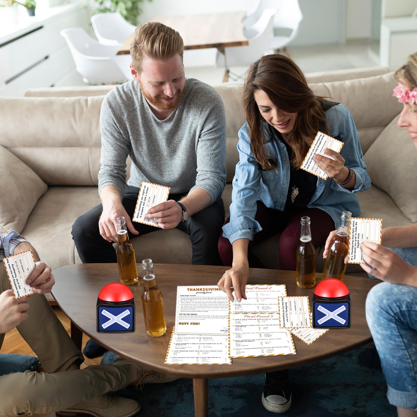 Syhood Mother'S Day Friendly Feud Game With Answer Buzzer, Mothers Day Feud Party Game, Patriotic Independence Day July 4Th Fun Family Trivia Quiz Night For Party Office Adult Groups(Thanksgiving)