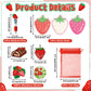 CY2SIDE Strawberry Party Stationery Set - 12 Pack Christmas Party Gifts Include 4-in-1 Ballpoint Pen Sticky Note Sticker and Org