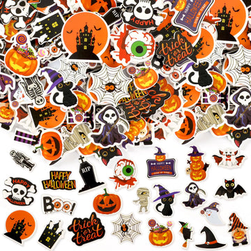 Julbear Halloween Foam Stickers Bulk, 300 Pieces Pumpkins Jack Ghost Bats Monster Color Printing Pattern Self-Adhesive Foam Stic