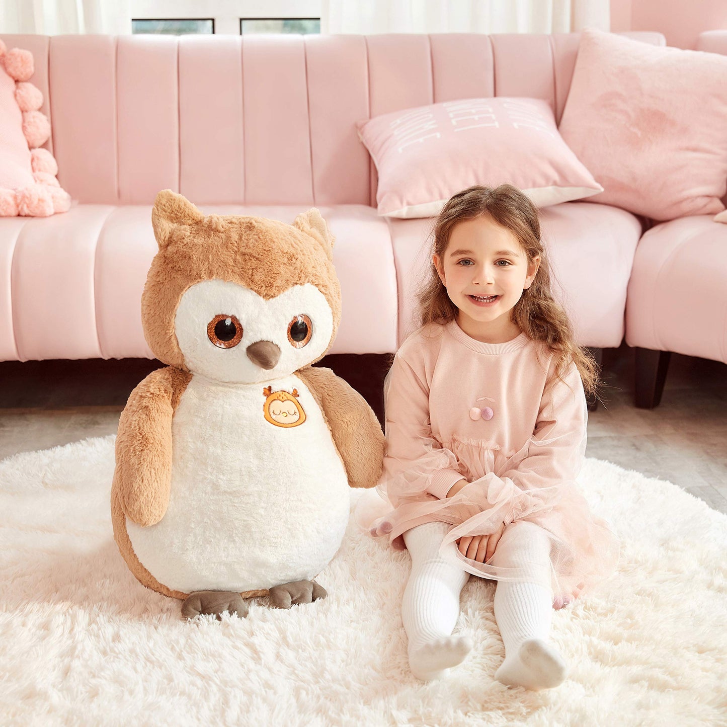 IKASA Giant Owl Plush Toy, 23" Jumbo Soft Stuffed Animal, Cute Oversized Plushie, Gifts for Kids, Model 6636543