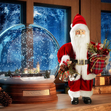 Uten 12' Santa Claus Decorations, Christmas Standing Figurine With Gifts Bag And Bell For New Year Christmas Decoration Navidad Natal Gifts.