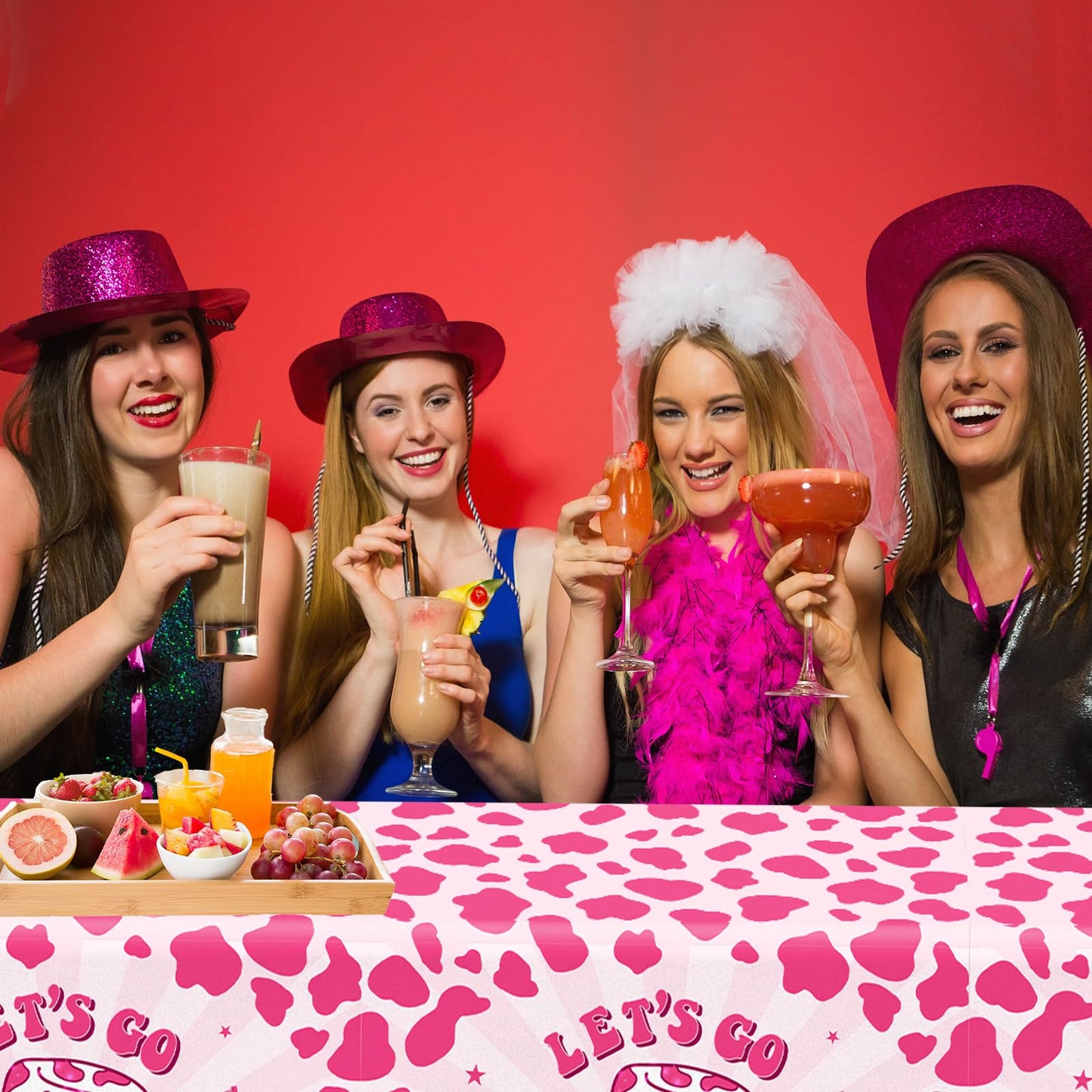 Let'S Go Girls Tablecloths, 3 Pcs Cowgirl Birthday Party Supplies Rectangle Table Covers Disposable Disco Cowgirl Party Tableclo