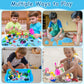Tcvents Sensory Bins, Ocean Mermaid Sensory Bin Toys Sand Box for Kids Ages 3 4 5 6 7 8 9 Include 2.64lbs Magic Sand, 6 Castle M