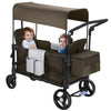 Momfann Wagon Stroller For 2 Kids, Double-Seater Baby Wagon With Canopy, Adjustable Handle And Pull Bar, Compact Design For Todd
