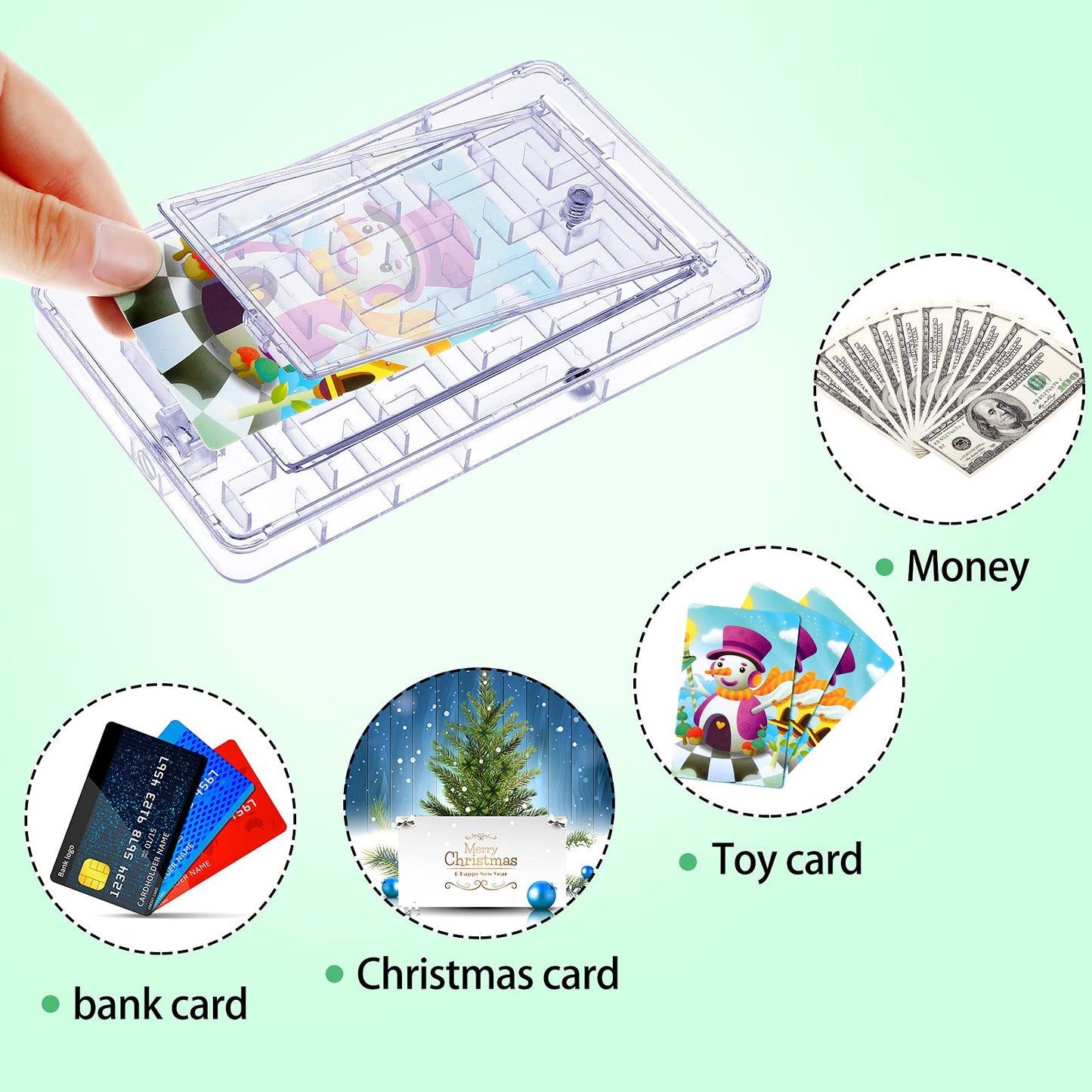 Skylety 5 Pcs Money Puzzle Box Gift Card Box Plastic Puzzle Card Holder Fun Maze Intellectual Pinball Machine Game for Teens and mature-themeds Birthday Party Favors(Clear  Blue  Purple  Pink  Green)