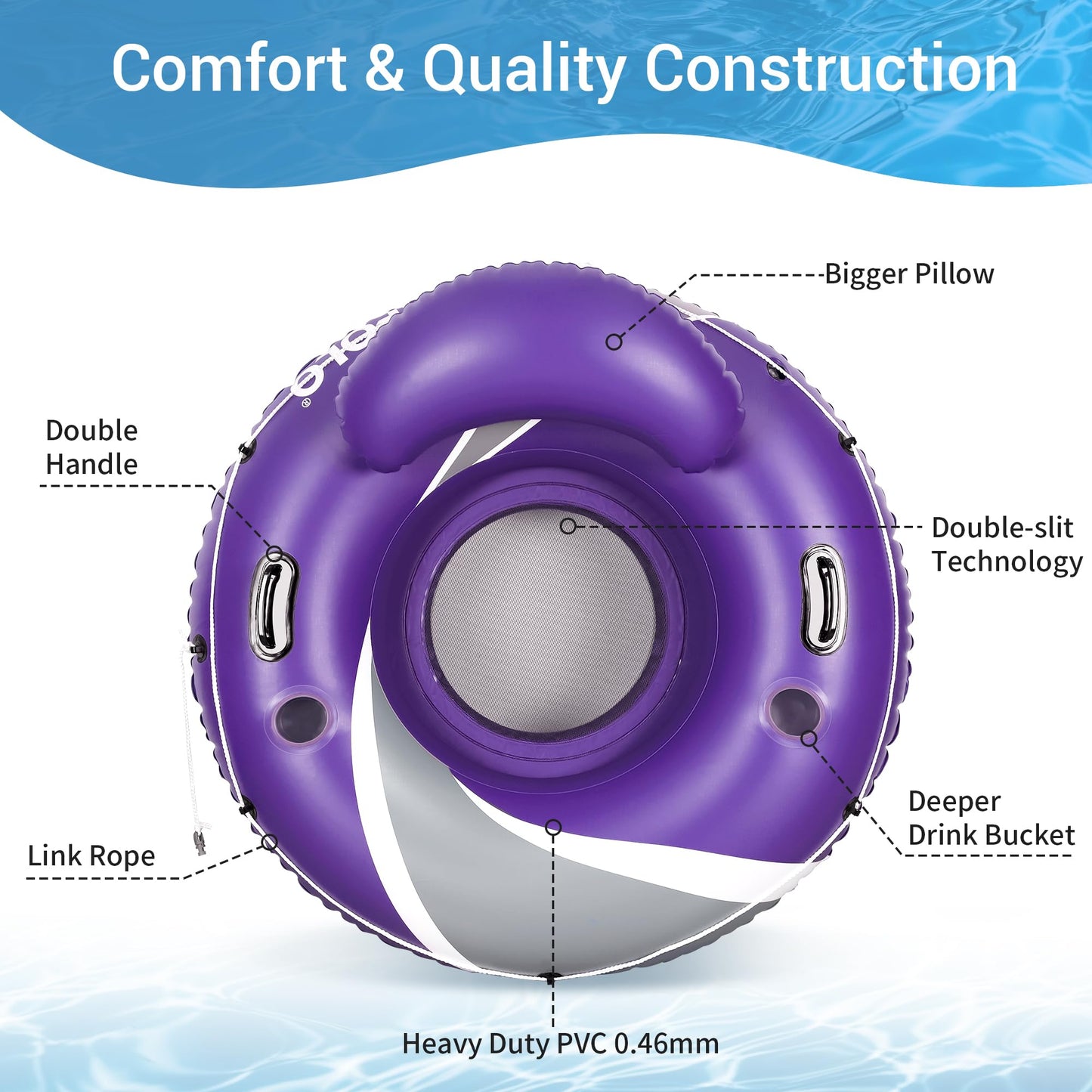 River Tubes for Floating Heavy Duty  Pool Float mature-themed  45 Inflatable Float Tube for Beach Lake Rafting  River Floats with Mesh Bottom