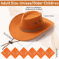 Zhanmai 12 Pcs Cowboy Hat and Bandana Cowboy Cowgirl Hats Bulk Western Party Costume Halloween Accessory(Polyester,Beef Yellow)