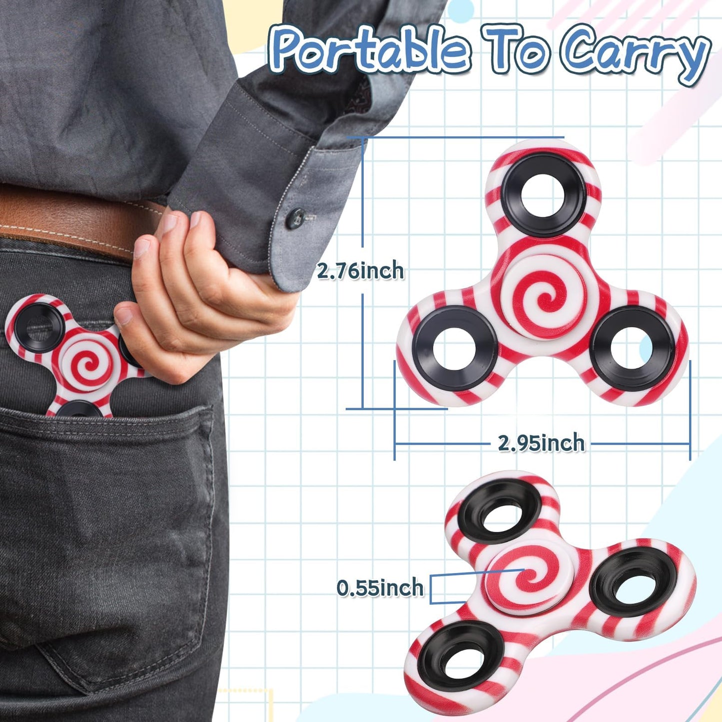 12PCS Fidget Spinner Toy Pack for Kids mature-themeds  Metal Tri-Spinner Fidget Toy Set  Hand Spinner for Stress Relief  Holiday Stocking Stuffer  Party Supplies Goodie Bag Stuffers Classroom Prizes