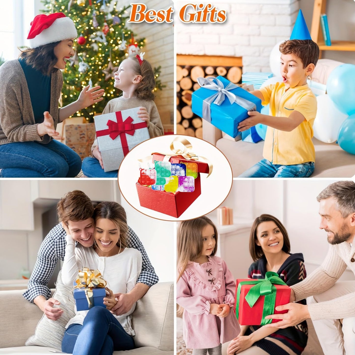 100 Square Mini Pop Keychain Bulk Party Favors Fidget Toys Bulk for Boy Girl mature-themed Fidgets Packs Sensory Stress Bauble Christmas Easter Birthday Party Supplies Goodie Bag Stuffer Classroom