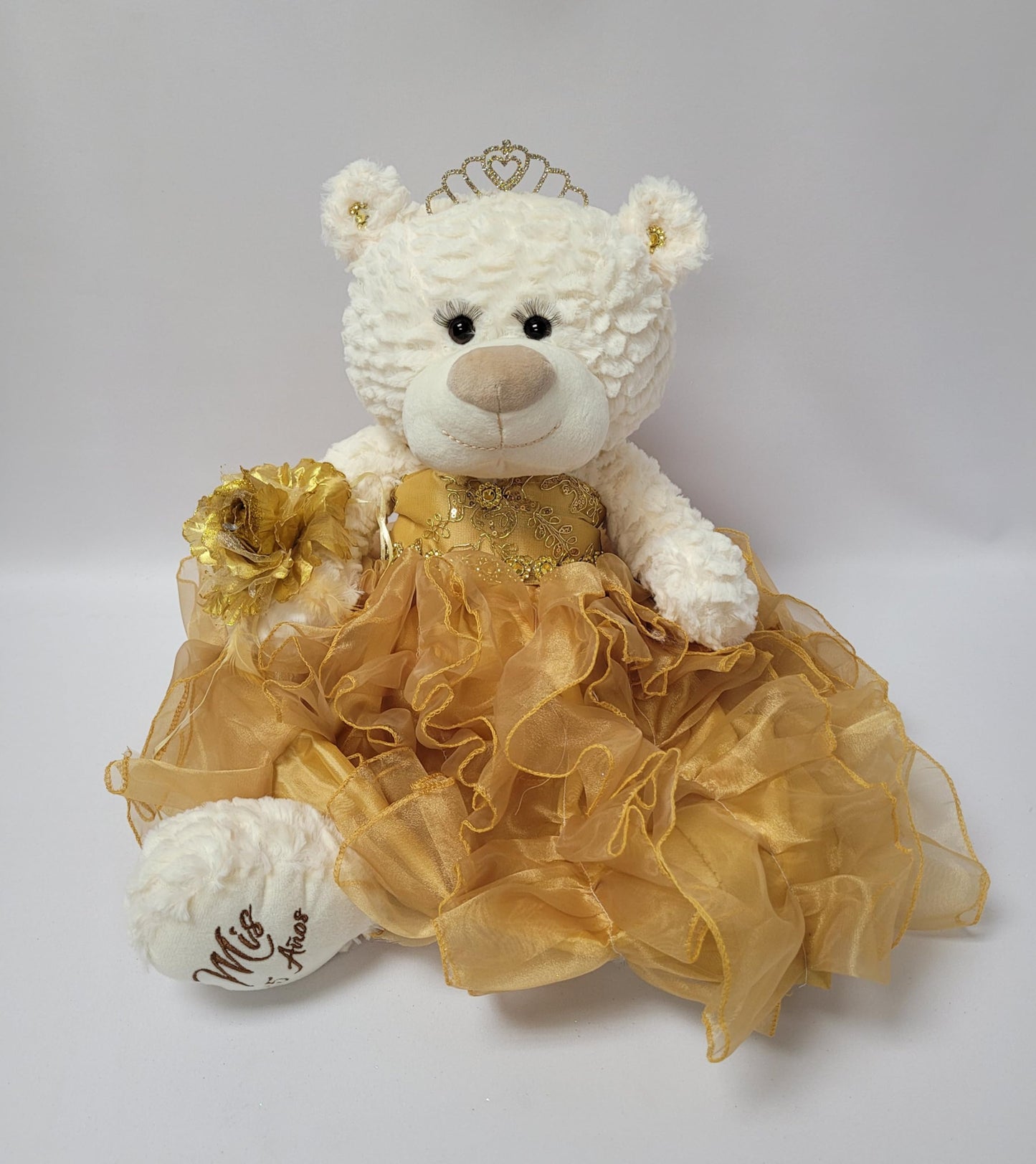 Kinnex Collections Since 1997 20'' Quince Anos Quinceanera Last Doll Teddy Bear With Dress (Centerpiece) ~ Arc16831-6R (Gold)