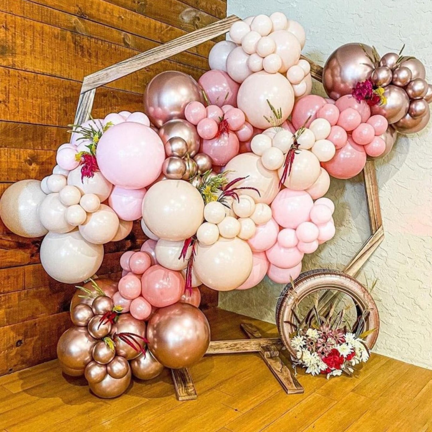 Blush Pink Balloons, 60 Packs 12 Inch Retro Pink Double Stuffed Nude Beige Balloon, Dusty Pink And Rose Gold Boho Balloons Set F