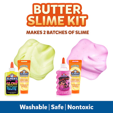 Elmer'S Butter Slime Kit, Includes Elmer'S Glow In The Dark Glue, Elmer'S Glitter Glue, Elmer'S Butter Slime Activator, 4 Count