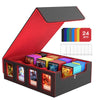 BORISI Trading Card Storage Box  3000+ MTG Deck Box with 24 Colorful Dividers & 8 Card Supporters  Commander Deck Box with Viewing Windows for Magic Game Cards  YugiOh (Black & Red)