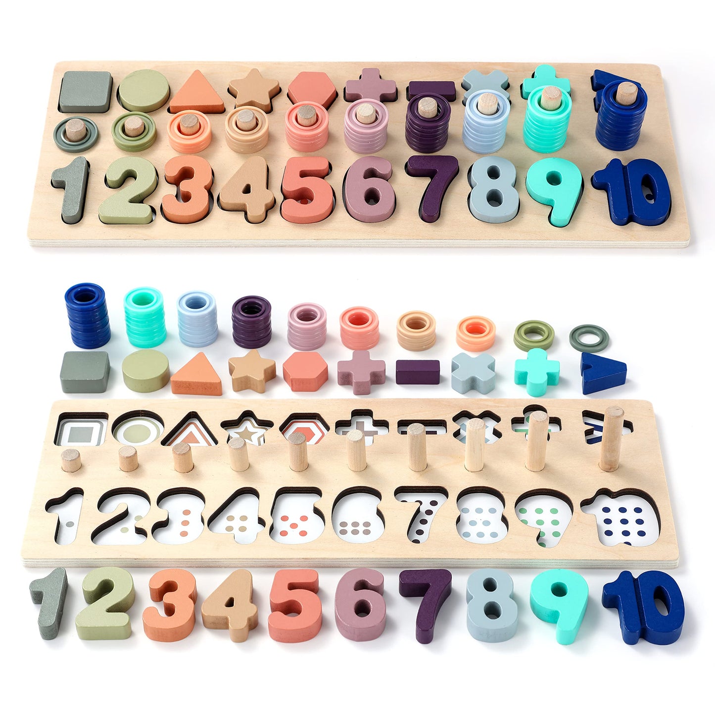 Toddler Montessori Toys Teaches Number, Counting, Math, Stacking Fun Preschool Learning Activates For Boy And Girl | 1 Year Old