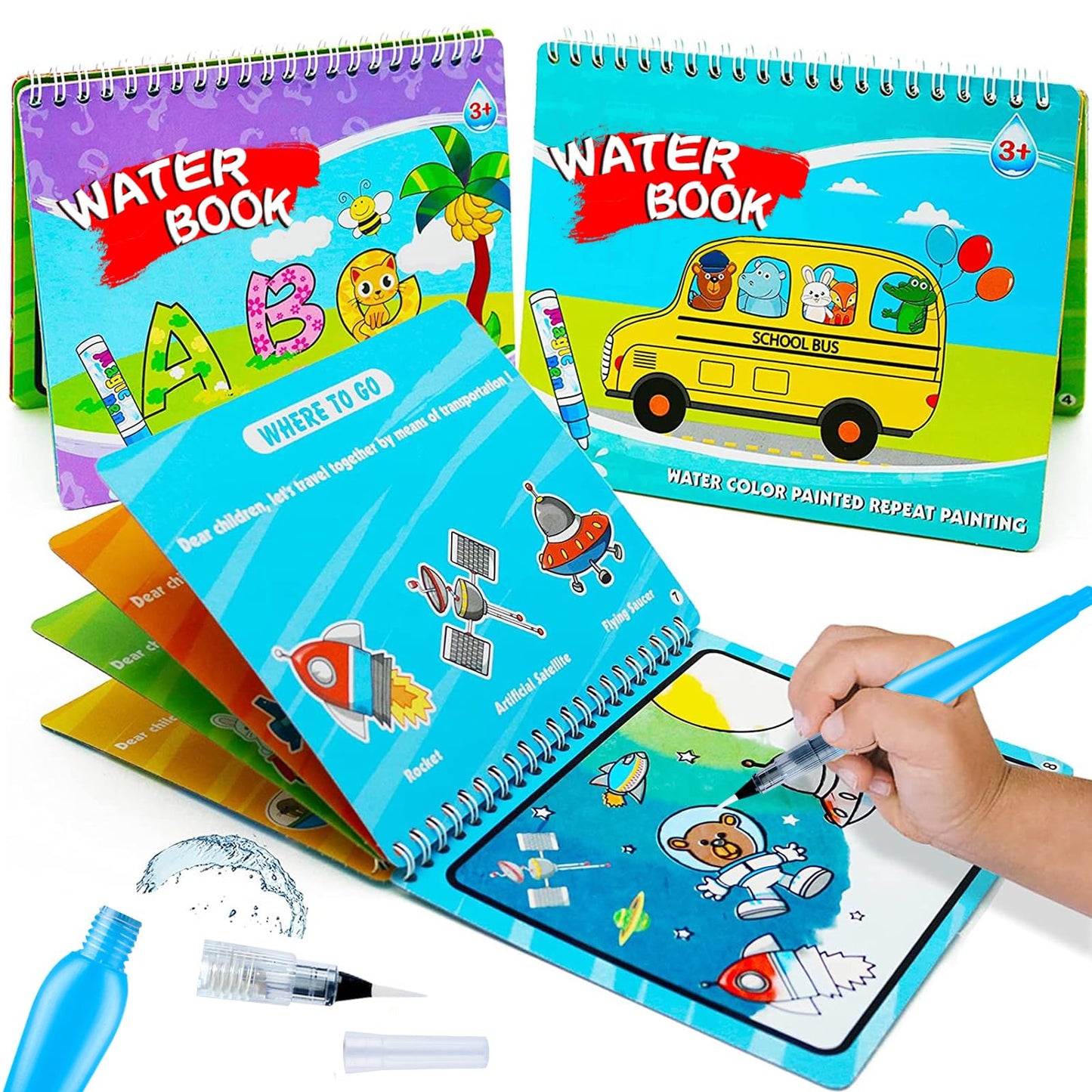 Hapray Magic Water Paint Coloring Books For Toddler, Art Toys Age 2-4, Educational Learning Doodle Toy, Gifts For Girl Boy 3 2 1