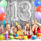 Silver 13 Balloon Numbers, Large 13 Or 31 Foil Balloons, Big Number Balloons 40 Inch For 13Th / 31St Birthday Party And Annivers