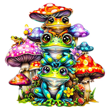 Woodbests Wooden Puzzle For Adults (260 Piece, Large, 13.3X12.8 Inches) Frog Family Puzzle Wood Puzzles Adult, Wooden Jigsaw Puzzles Unique Shape, Birthday Gifts For Adults And Kids Family Game