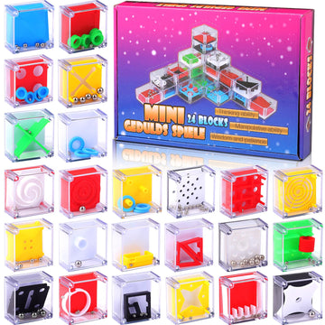 Sumind 24 Pcs Mini Maze Cube Puzzle Box Set, Balance Iq Maze Game 3D Brain Teaser Ball Ideal Prizes Gifts Puzzles Party Favor Ga