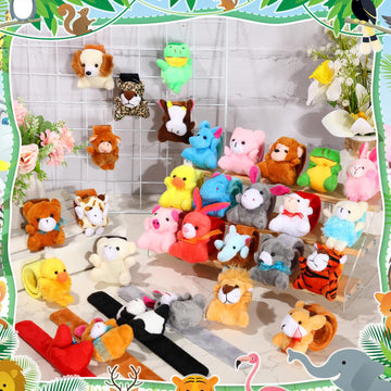 Leyndo 30 Pcs Stuffed Animal Slap Bracelet for Kids Cute Animal Slap Bracelets Stuffed Animal Bracelets Bulk Slap Bracelet Plush
