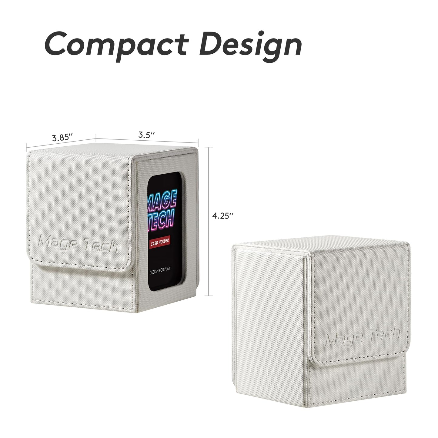 Mage Tech Commander Deck Box Lite - Card Display With Mini Snap Card Holder & Removable Cover, Fits 100+ Single-Sleeved Cards, I