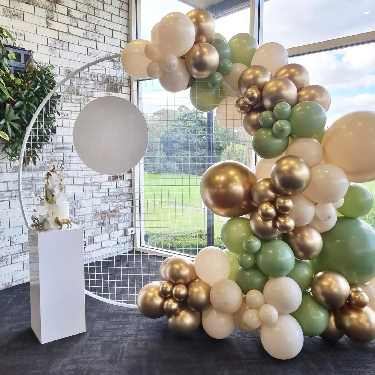 Green And Pink Balloons, 60Pcs Retro Green Pink Balloons Metallic Gold Balloons, 12Inch Sage Green Pink White Gold Confetti Ball