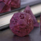 Udixi Pink Cracked Glass Dice Set D&D, 7 Piece Glass Polyhedral Dnd Dice For Dungeons And Dragon Tabletop Game