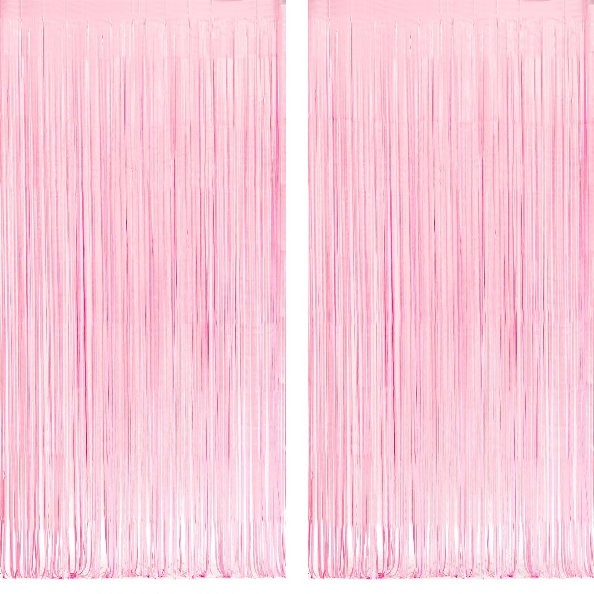 Pastel Pink Party Backdrop Decoration - GREATRIL Baby Pink Foil Fringe Streamers for Baby/Boo Day/Valentines/Cowgirl/Sweet/Cloud