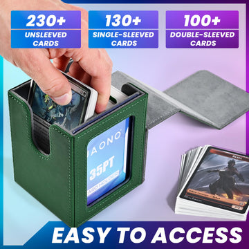 Uaono Card Deck Box With Mtg Commander Display, Deck Case Holds 100+ Double-Sleeved Cards, Trading Card Storage Box Fits Tcg/Ptc