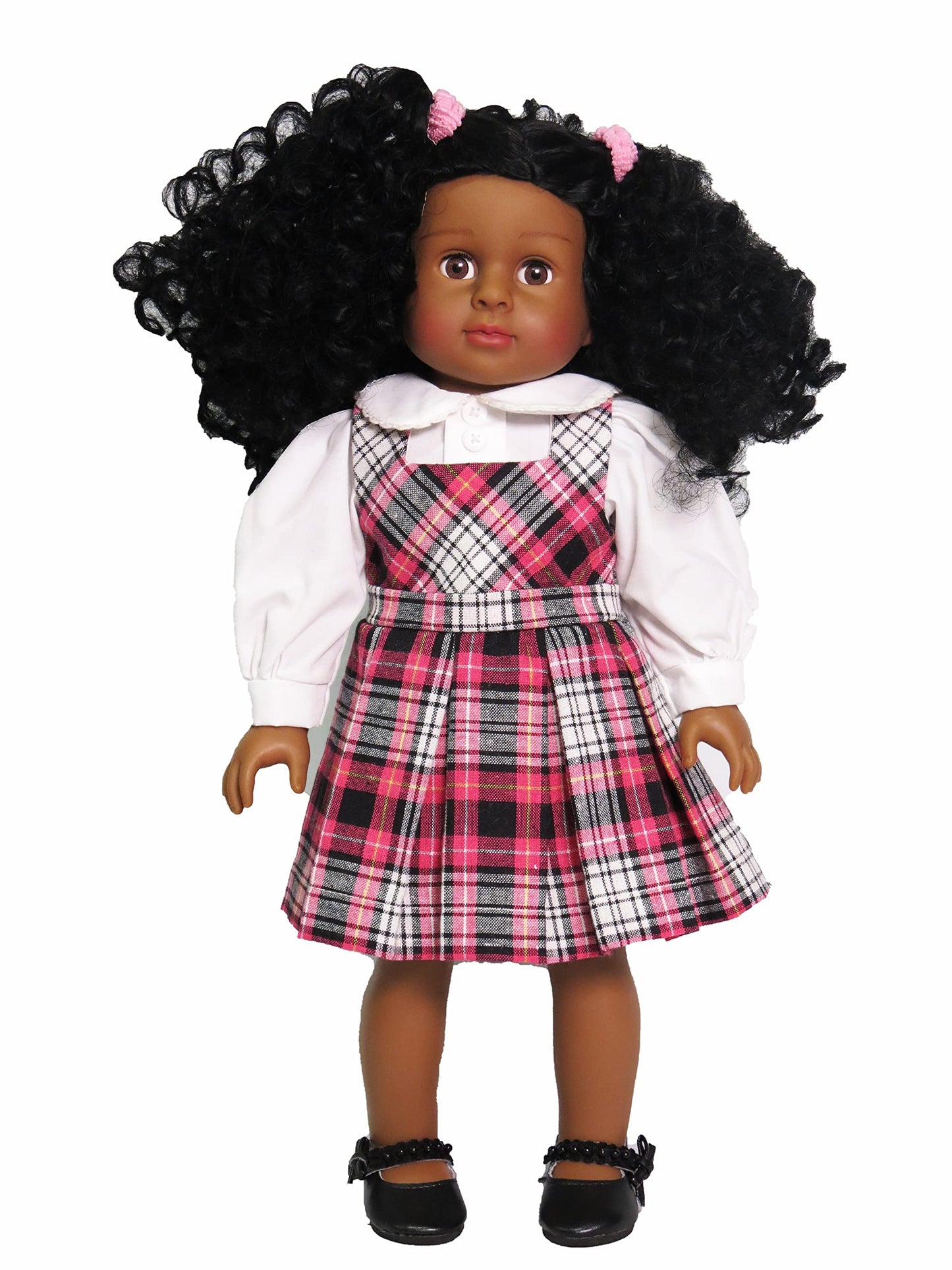 American Fashion World 18-Inch 'Virginia' African American Vinyl Posable Girl Doll with 3B Hair Type | Undressed Doll | enhanced Quality & Design