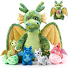 Arrowbash 7 Pcs Dragon Plush Toys Gift Set 15.75'' Large Dragon Mom Stuffed Animal With 4 Cute Baby Dragons And 2 Eggs In Mommy'