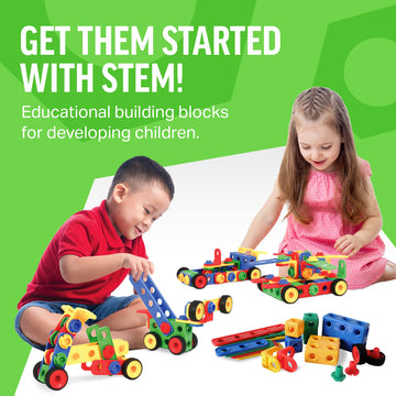 Brickyard Building Blocks Stem Toys - Educational Building Toys For Kids Ages 4-8 With 101 Pieces, Tools, Design Guide And Toy S