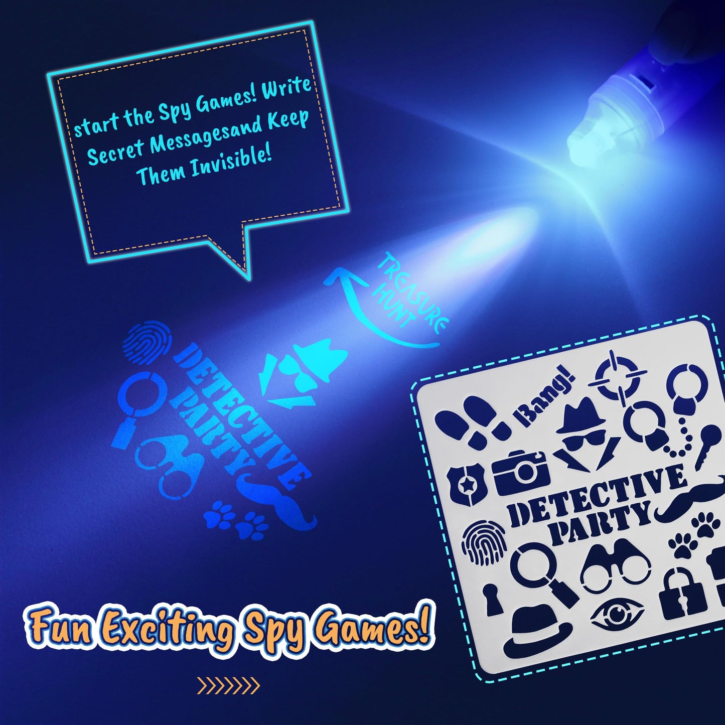 Inkipen Invisible Ink Pen 24Pcs+ Notebooks, Spy Pens With Uv Light, Magic Marker, Classroom Prize, Birthday Party Favors For Kid