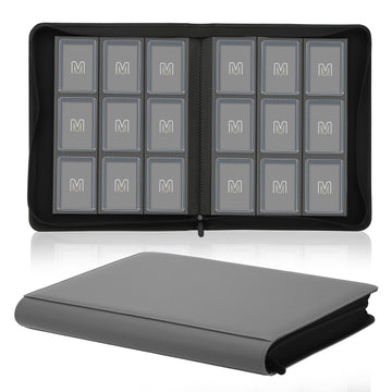 Toploader Binder Trading Card Binder Storage Hold up 288 Cards 9-Pocket Top Loader Binder with Sleeves for 3x4 Rigid Toploaders Hard Cases (9Dark Grey)