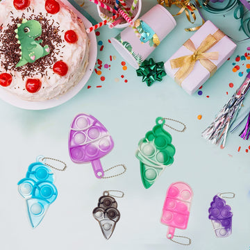 20Pcs Pop Keychain Fidget Toys Pop Ice Cream Fidget Toys Relieve Anxiety Stress Hand Office Desk Toys For Kids Adults