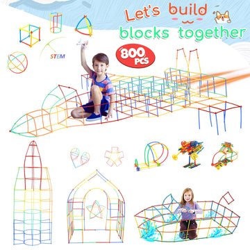 Ggiibro Straw Constructor Toys Stem Building Toys 800Pcs Toys For 3+ Year Interlocking Plastic Toys Engineering Toys Thin Tube B