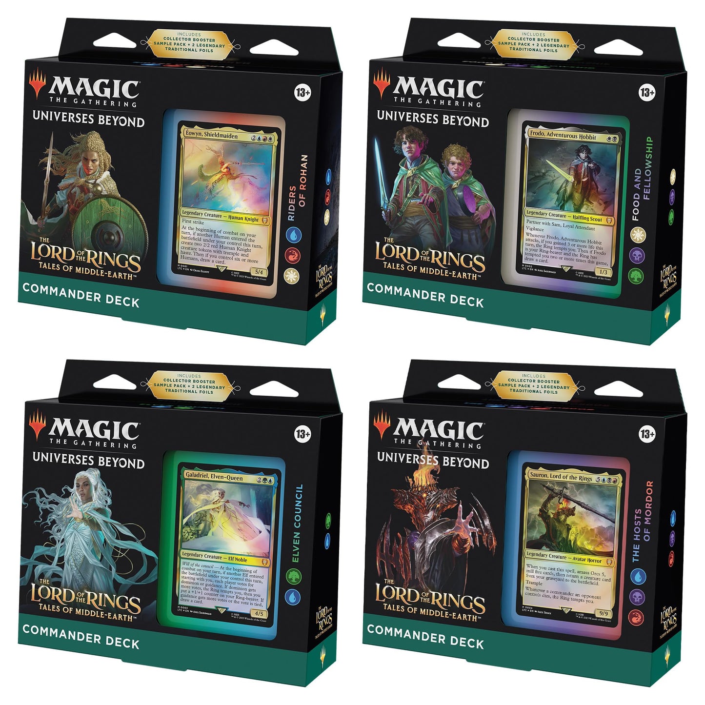 Magic: The Gathering The Lord Of The Rings: Tales Of Middle-Earth Commander Deck Bundle - Includes Pack Of 4 Decks -Like New
