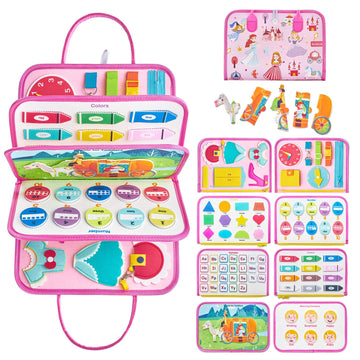 Freebear Busy Board Toddler Travel Toys Quiet Book Sensory Toys For Toddlers 1 2 3 4, Montessori Toys For Toddler Activities Board, Educational Toys For 3 4 Year Old Girls Boys Gift, Princess