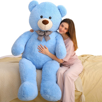 Maogolan Giant Teddy Bear Plush, Life Size Large Teddy Bear Stuffed Animal 5 Feet,Soft And Fluffy Big Teddy Bear Gift For Baby Shower,Christmas,Valentines,Blue