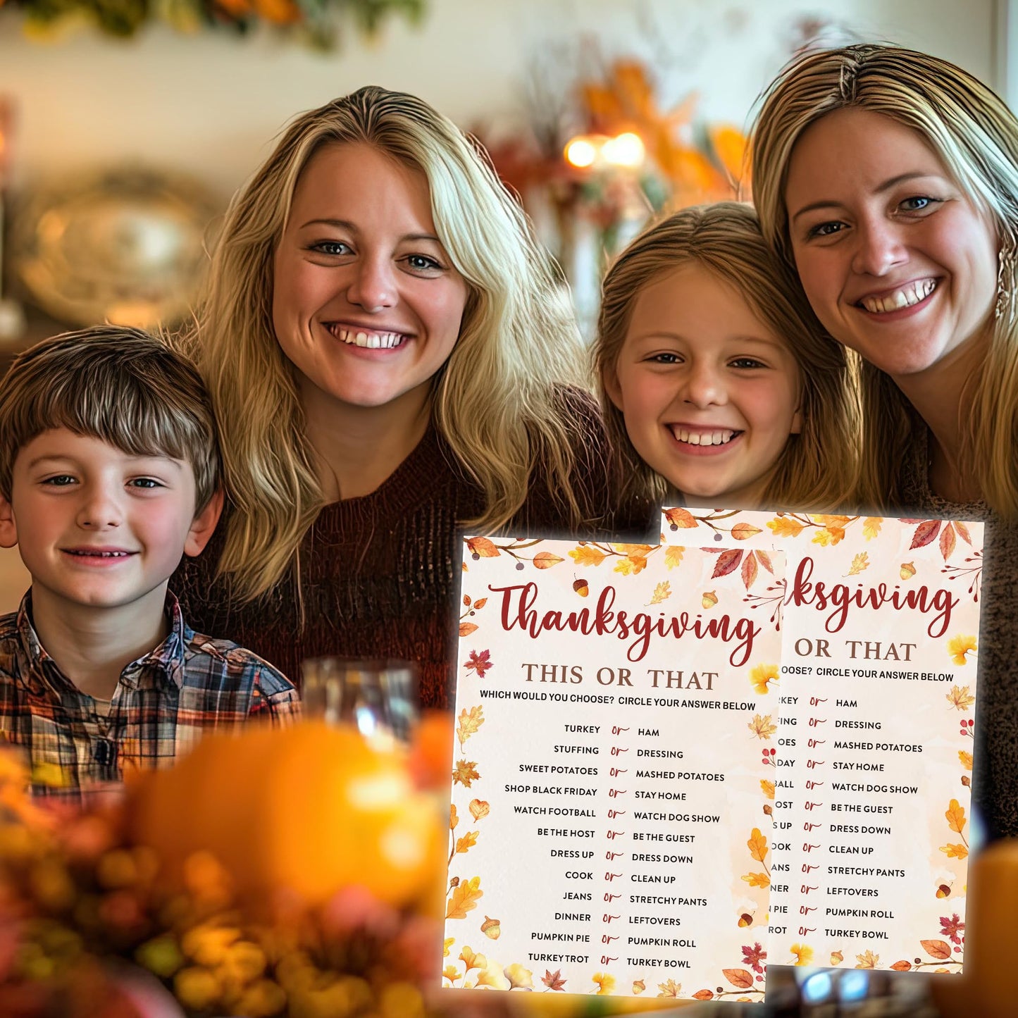 Bltgh Thanksgiving This or That Game Cards Fall Party Activity for Family Friends and Teens  Autumn Holiday Gathering Icebreaker  5x7 Inch