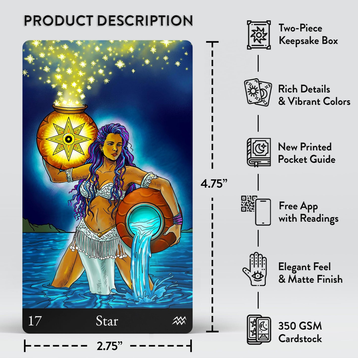 AstroMatrix Tarot Deck - Modern Symbolism & Guide, Large Cardstock, Multicolor, Model Astrotar78c