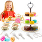 Tea Party Set for Little Girls Pretend Play for Toddlers Princess Tea Time, 39 Pcs Kids Tin Tea Set Cups, Teapot, Plastic Cakes 