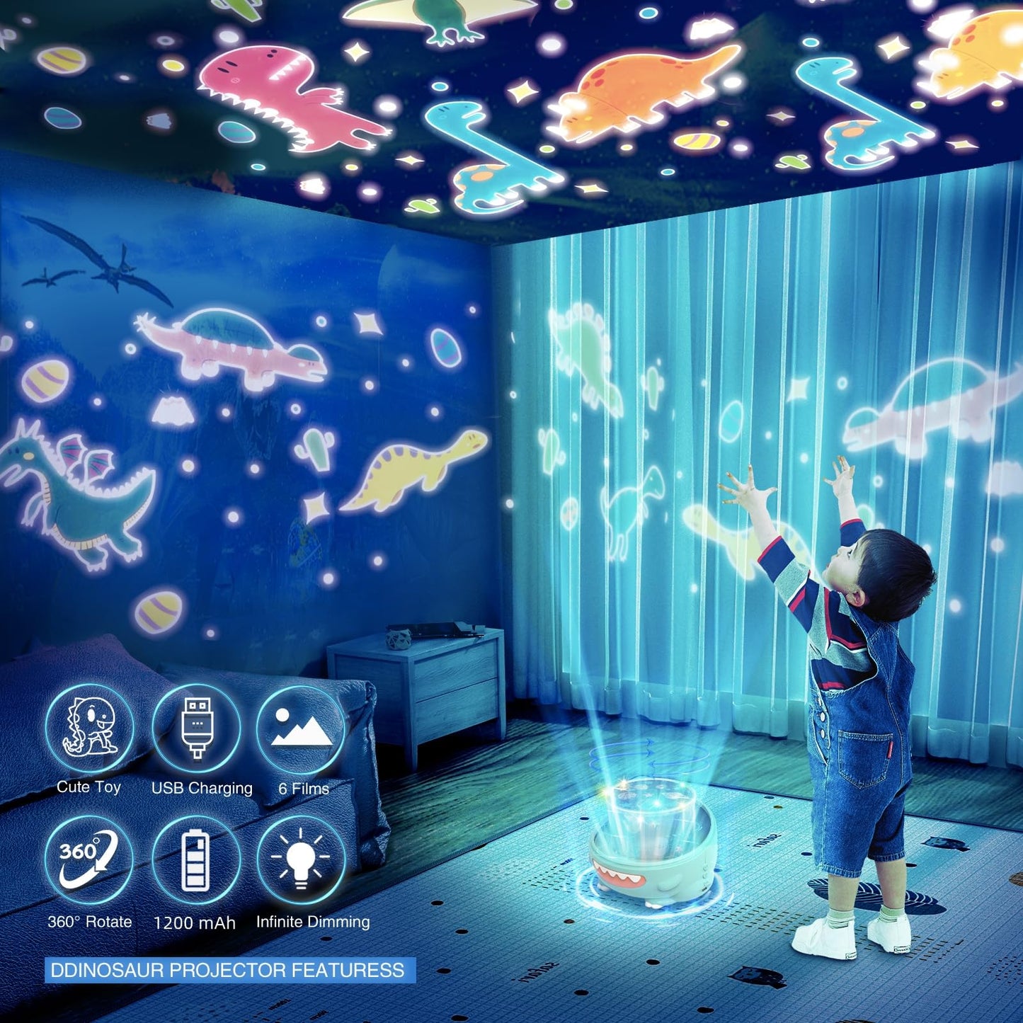 Winice Dinosaur Toys For Kids 3-5, Dino Projector Baby Toys 6 To 12 Months, Christmas Birthday Party Xmas Gifts For 1-12 Year Ol