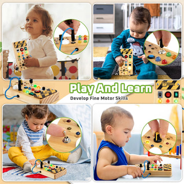 Toddler Toys Busy Board With Led Light, Preschool Learning Activities Sensory Toys For Toddlers 1-3,Montessoti Toys 1 2 3 Year O