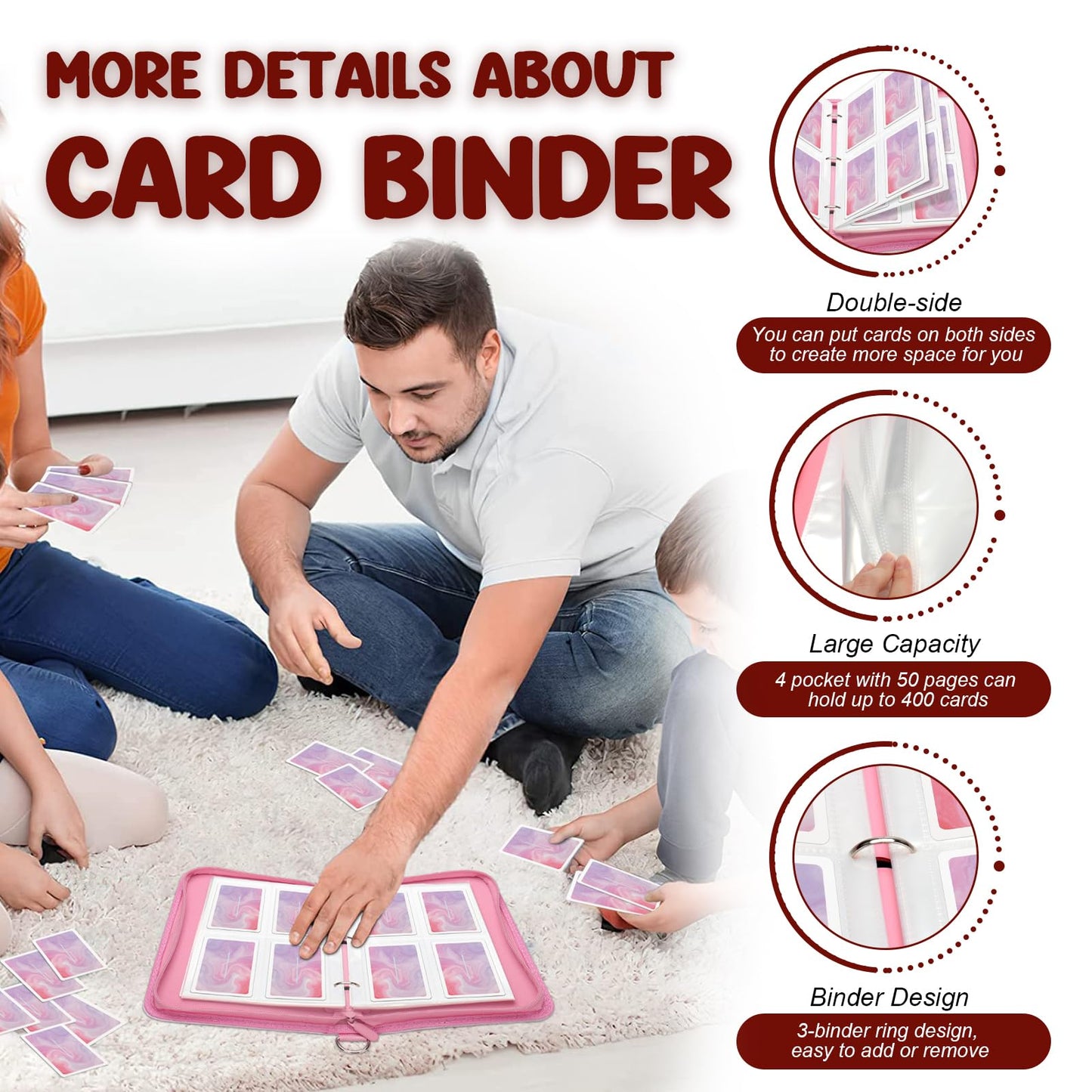 Card Binder 4-Pocket  Othran Card Holder Album 400 Pockets with Shoulder Strap for Boys and Girls Trading Game Sports Cards Organized