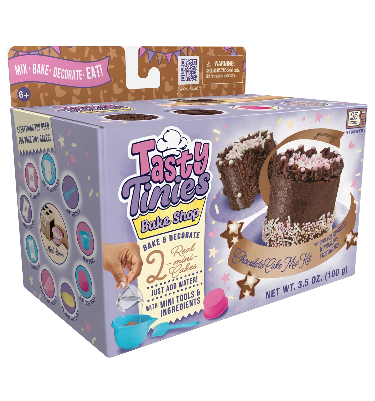 Goliath Tasty Tinies Bake Shop Chocolate Cake Mix Kit with Pink Pop Sprinkles & Chocolate Frosting Mix | Bake & Decorate 2 Real