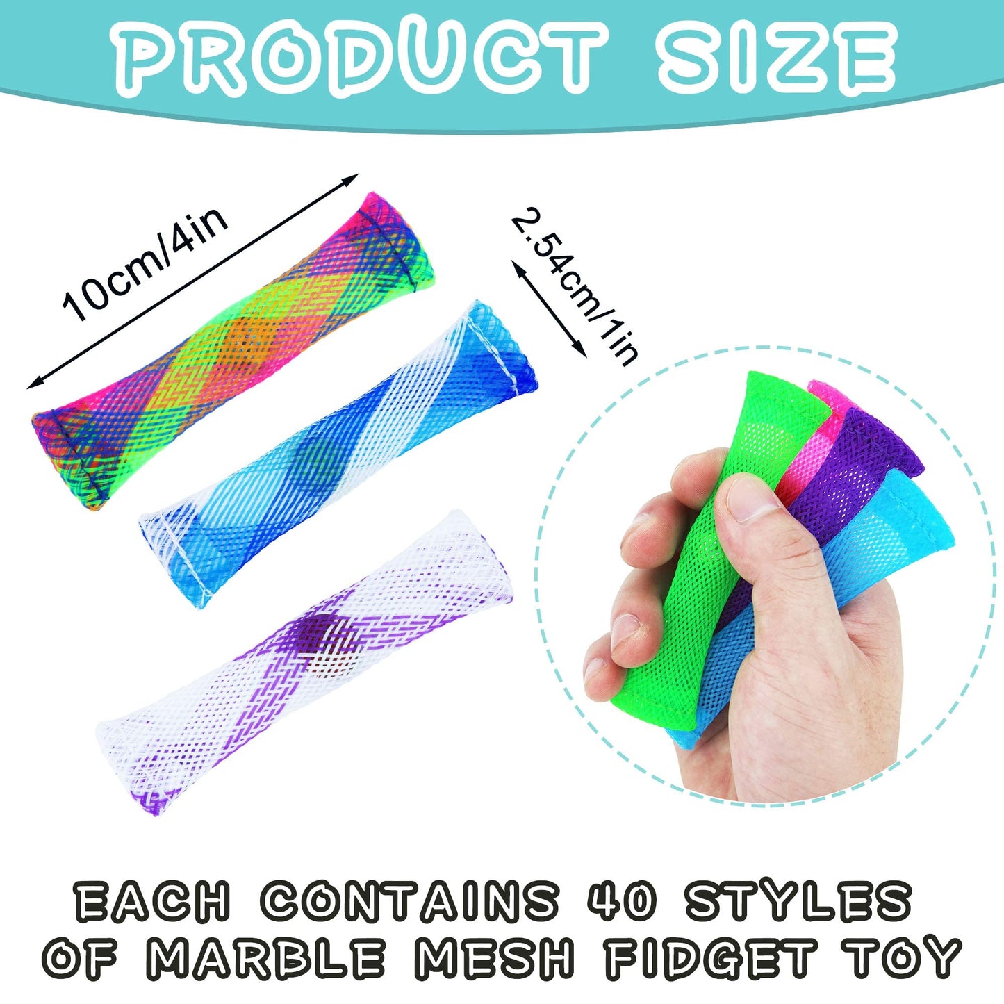 100 Pieces 40 Mixed Color Marble Mesh Fidget Toys,Fidget Toy Stress Relieve Toy, Focus Enhance, Marble And Mesh Fidgets For Adults And Children With Adhd Add Ocd Autism