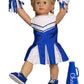 American Fashion World Blue Cheerleading Outfit for 18-Inch Dolls | Accessories Included | enhanced Quality & Trendy Design | Dolls Clothes | Outfit Fashions for Dolls for Popular Brands