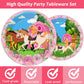 Wiooffen 96 Pieces Horse Birthday Plates Napkins Kentucky Derby Pink Horse Party Decorations Horse Paper Plates Cowgirl Western