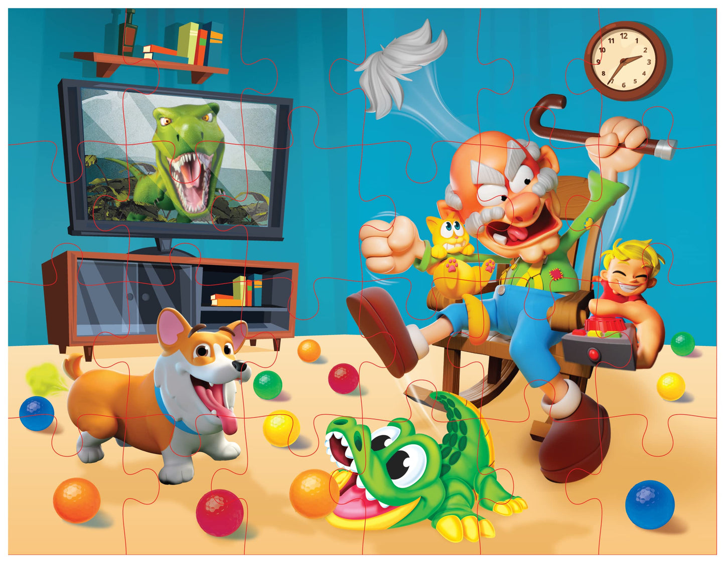 Goliath Grumpy Grandpa Game - Flip The Channel Before Grandpa Flips His Lid - Ages 4 And Up, 2-5 Players - Includes A 24-Piece Puzzle
